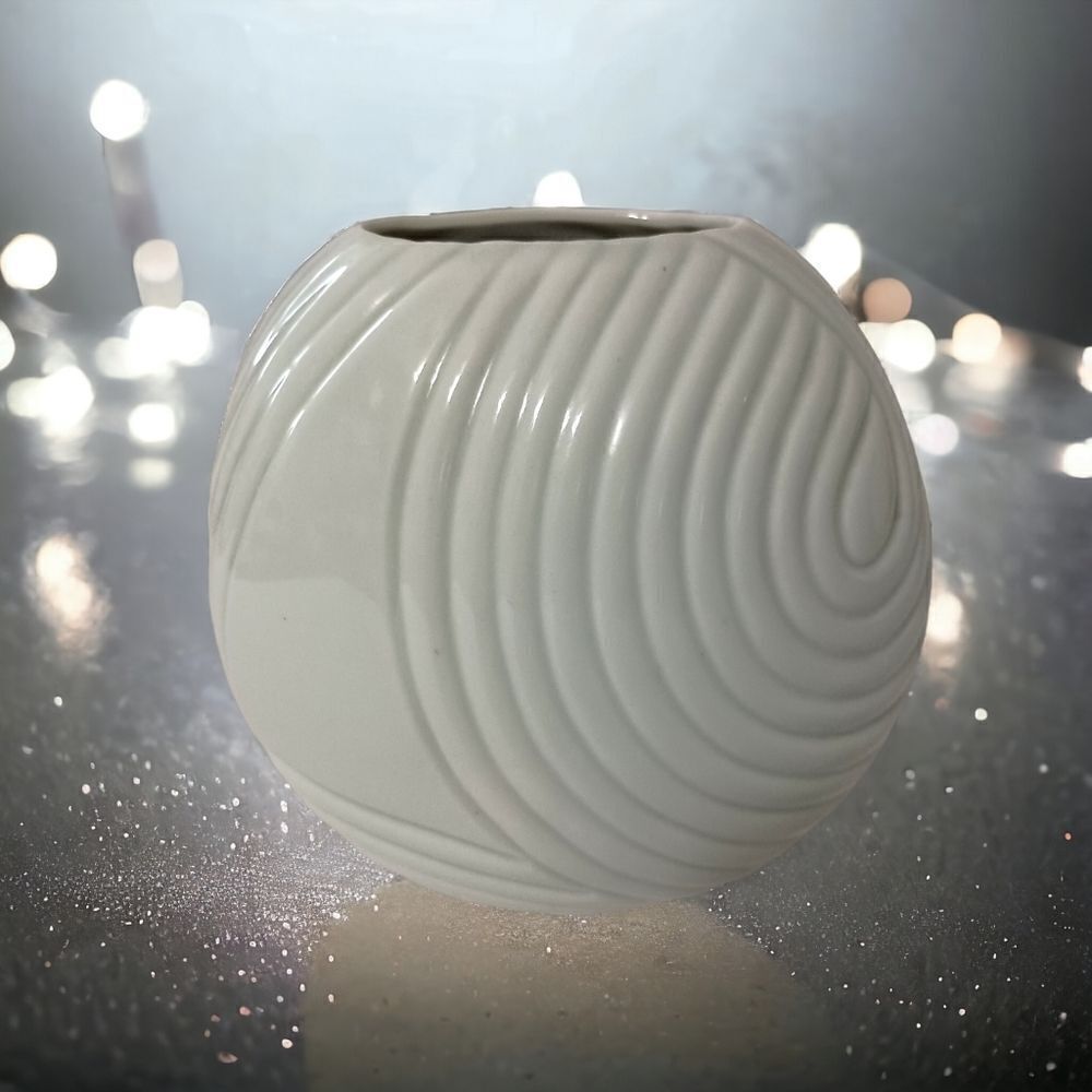 Post‎ Modern Swirled Round Vase Ikebana Abstract Geometric Art Deco Style READ